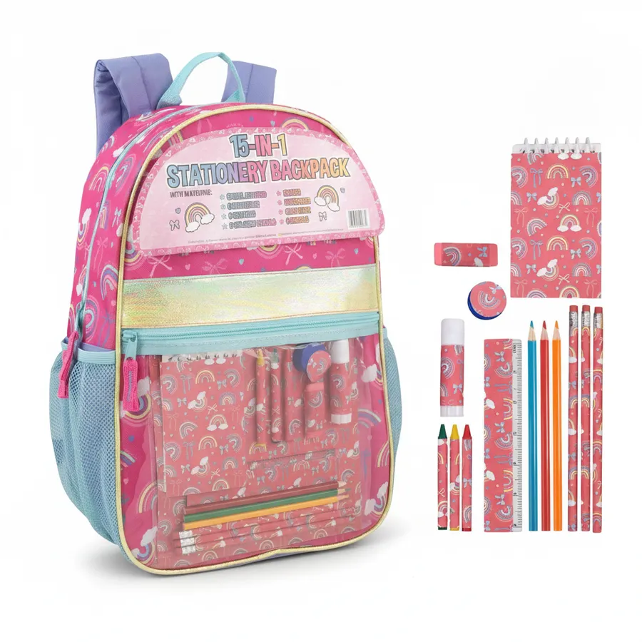 17-Inch Rainbow Backpack with School Supplies Kit - Kids Everyday Bag — wholesale Bags & Backpacks by the case