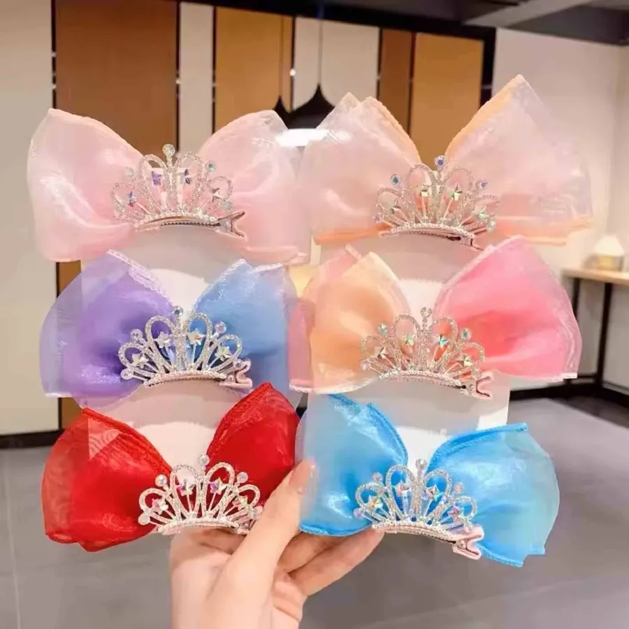 Bow Hair Crown Clip Hair Accessories For Kids- Assorted — wholesale Apparel & Accessories by the case