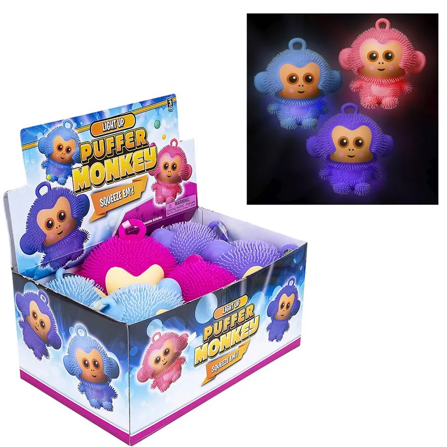 Light-Up Squeeze Puffer Monkey Kids Toy — wholesale Fidgets & Sensory by the case