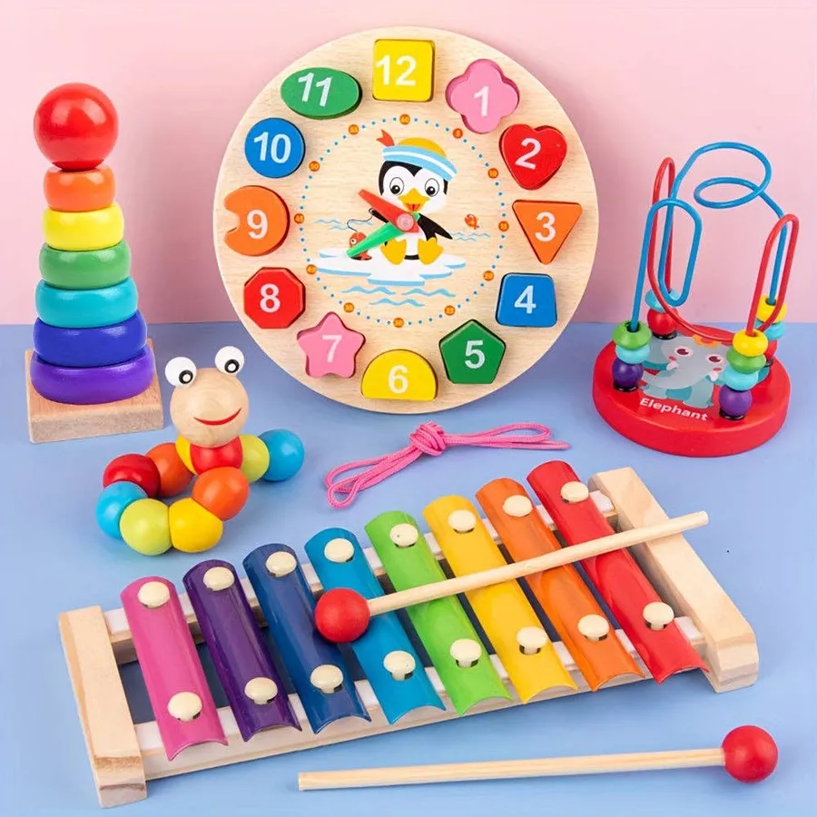 Montessori Wooden Caterpillar Piano Set Kids Toy - Assorted — wholesale Toys & Games by the case