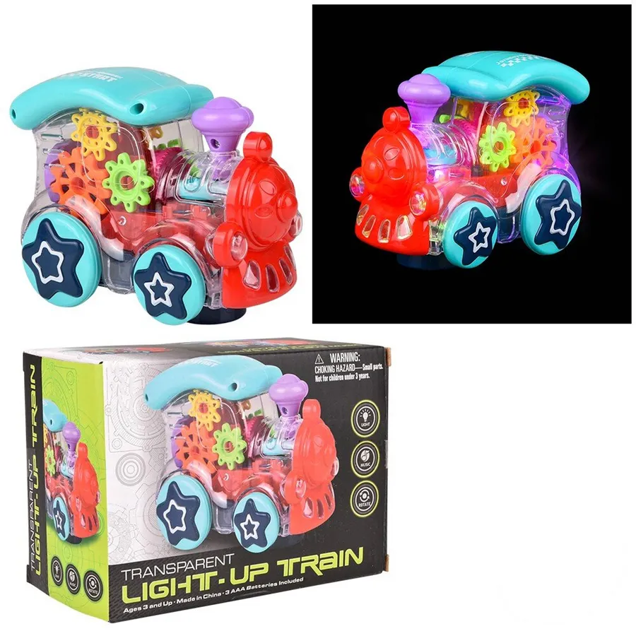 Light-Up Transparent Educational Train Toys For Kids — wholesale Toys & Games by the case