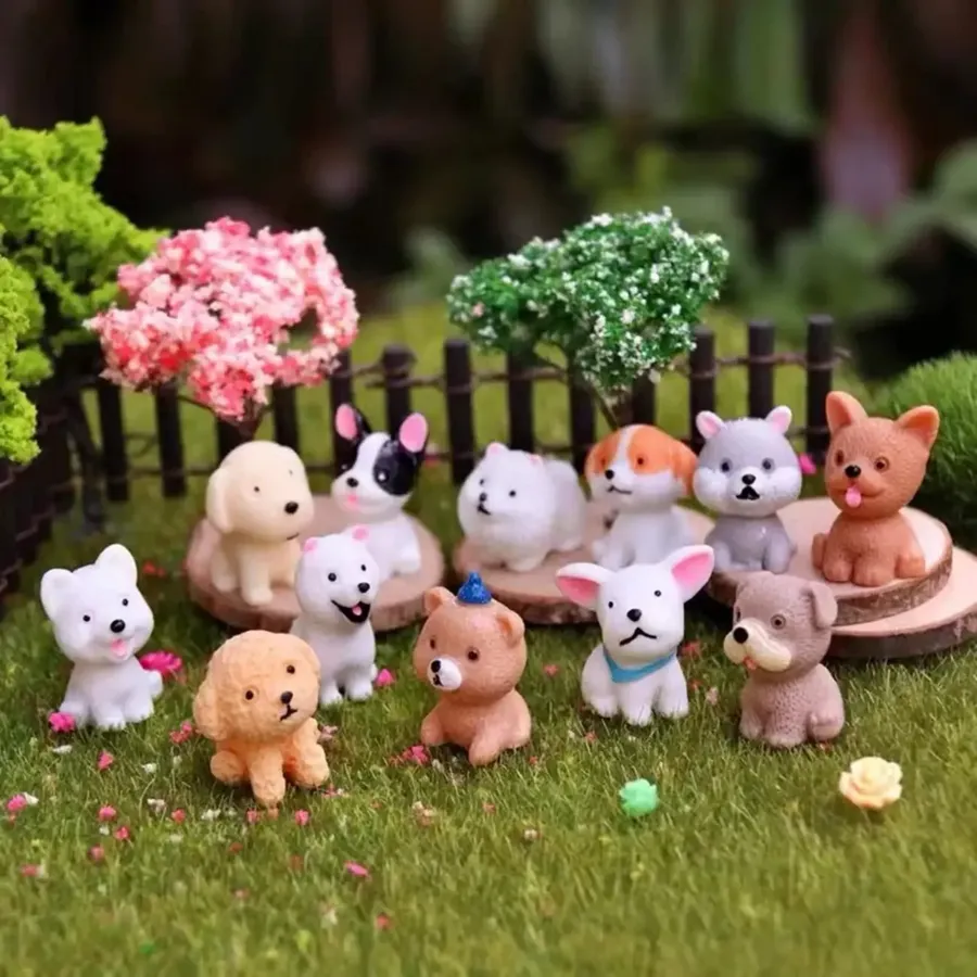 Cute Puppy Mini Resin Dogs Realistic Fairy Garden Figurines — wholesale Home & Décor by the case