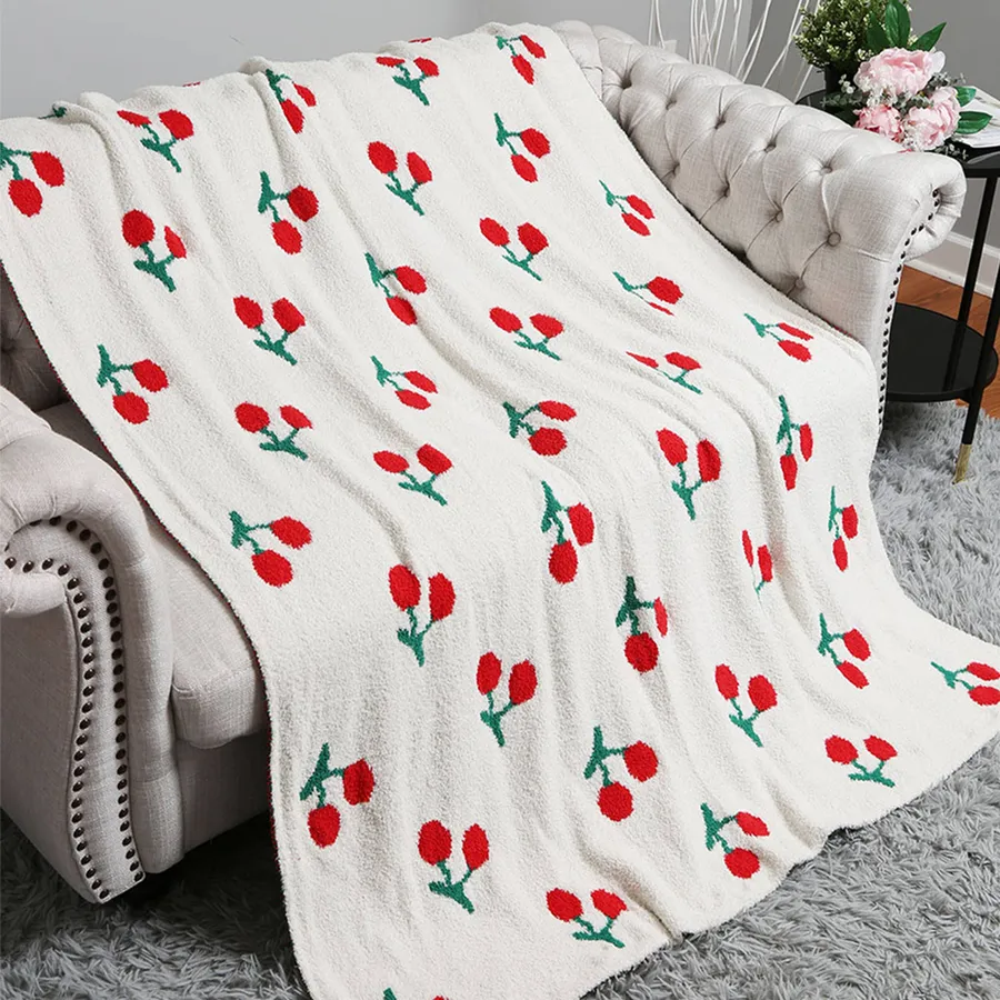 Reversible Cherry Patterned Throw Blanket — wholesale Home & Décor by the case
