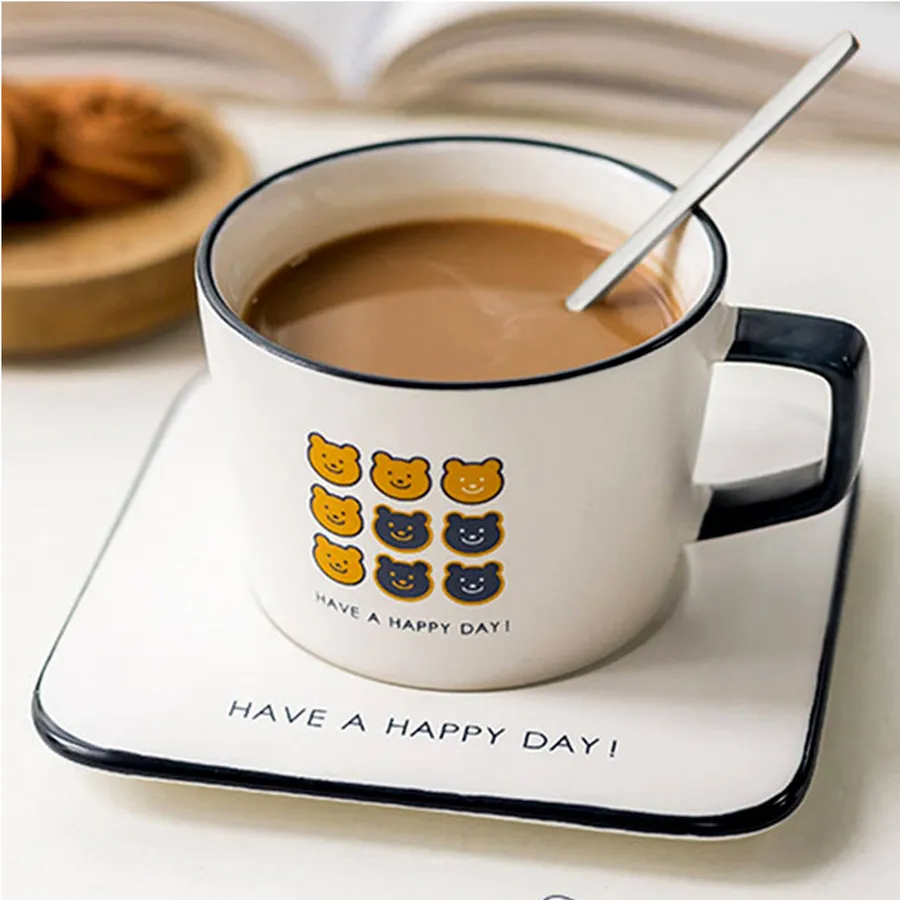 Happy Day ! Message Mug Cup and Saucer Set Home Décor — wholesale Kitchen & Drinkware by the case