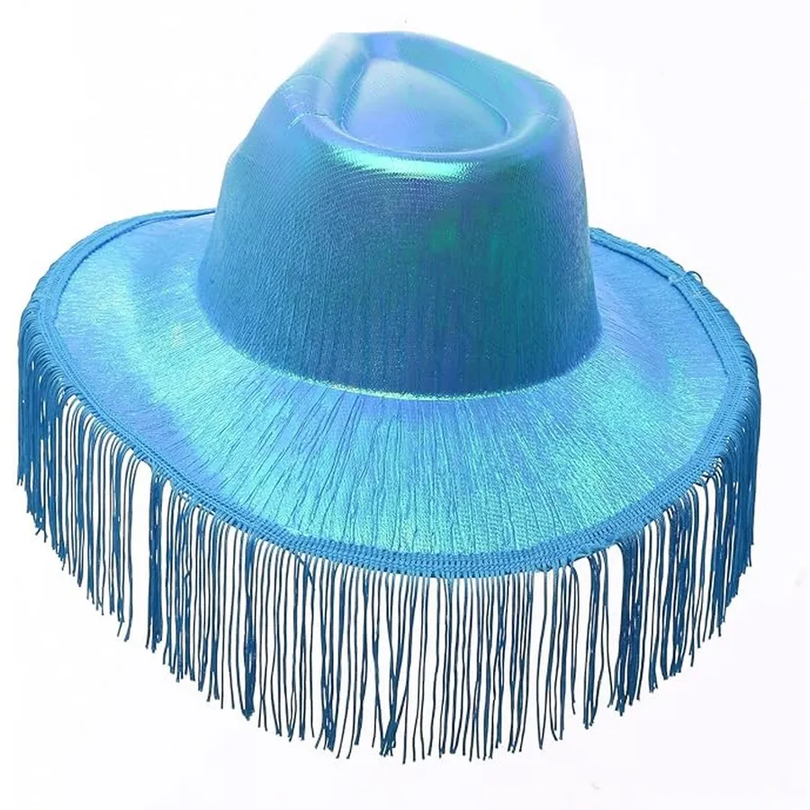 Shiny Western Cowboy Hat with Fringe For Women - Assorted — wholesale Apparel & Accessories by the case