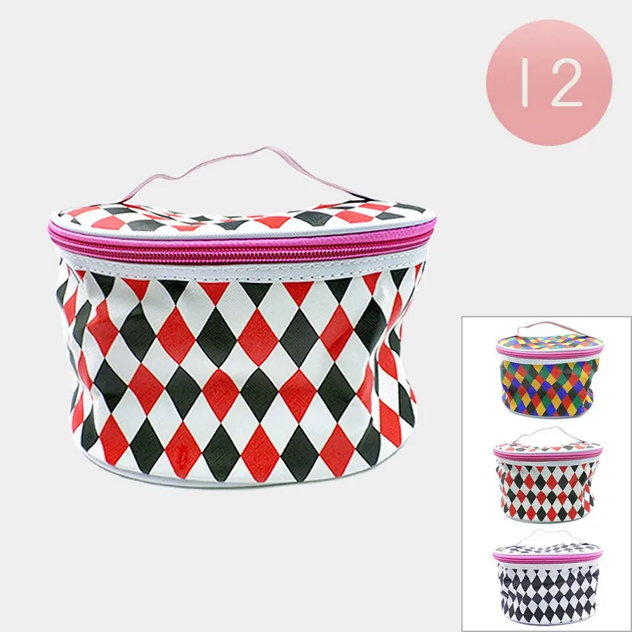 Diamond Shaped Patterned Style Cosmetic Bags - Assorted — wholesale Beauty & Personal Care by the case