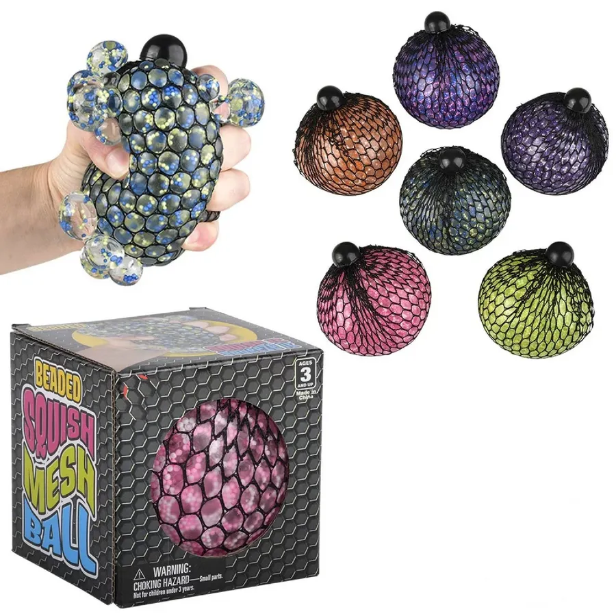 Beaded Squish Mesh Ball - Tactile Sensory Fidget Stress Ball for Kids & Classrooms — wholesale Fidgets & Sensory by the case