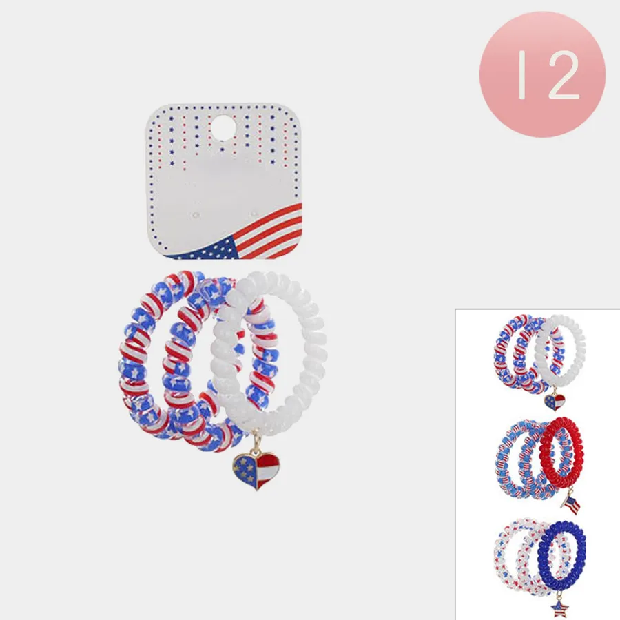 Stretchable American USA Flag Hair Bands - Assorted — wholesale Apparel & Accessories by the case