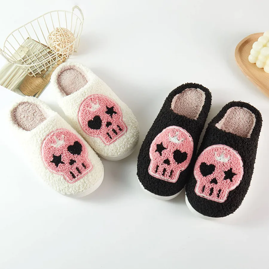 Valentine Skull Printed Floor Slippers - Assorted — wholesale Seasonal & Holiday by the case
