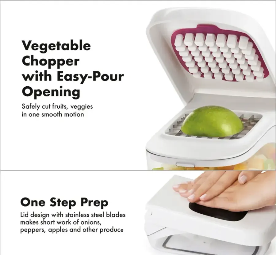 Vegetable Chopper with Storage Container – Stainless Steel — wholesale Kitchen & Drinkware by the case