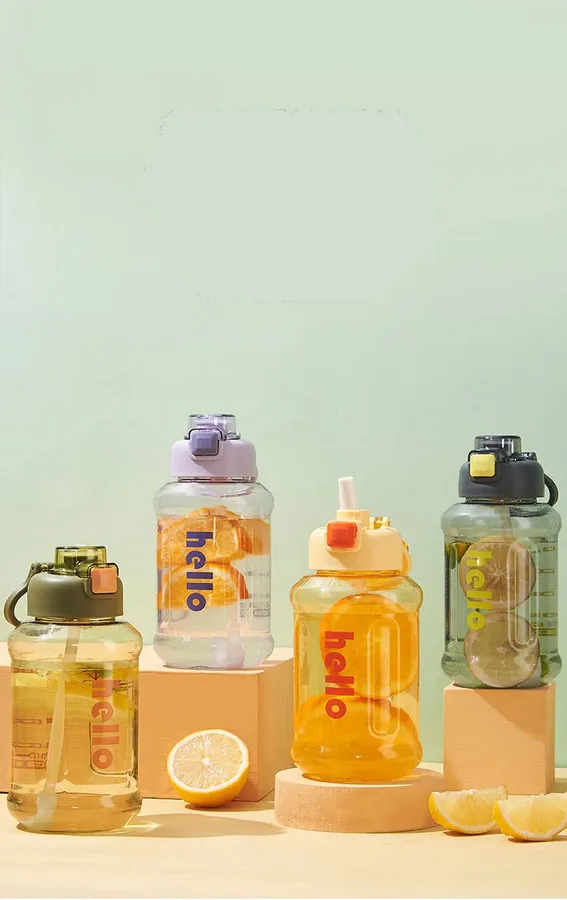 Portable Plastic Water Bottle With Straw - Assorted — wholesale Kitchen & Drinkware by the case