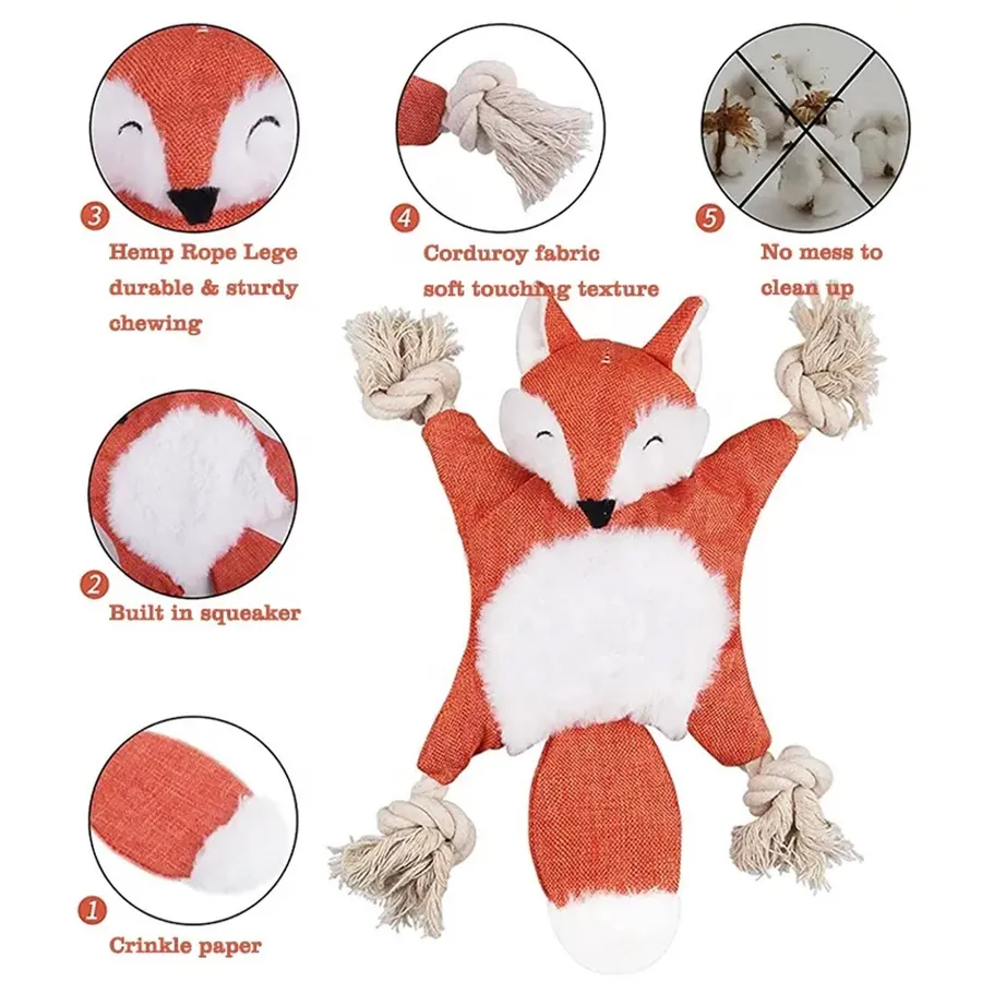 Squeaky Fox Dog Chew Toy - Bulk — wholesale Pet by the case