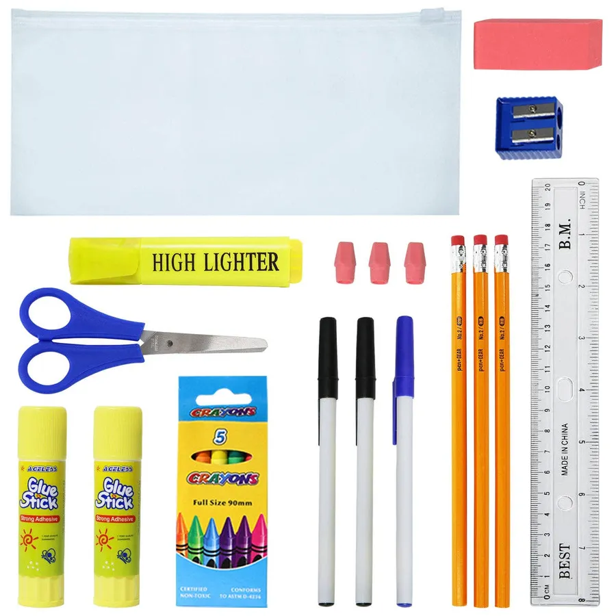 22 Piece Wholesale Basic Back To School Supply Kits — wholesale Stationery & Office by the case