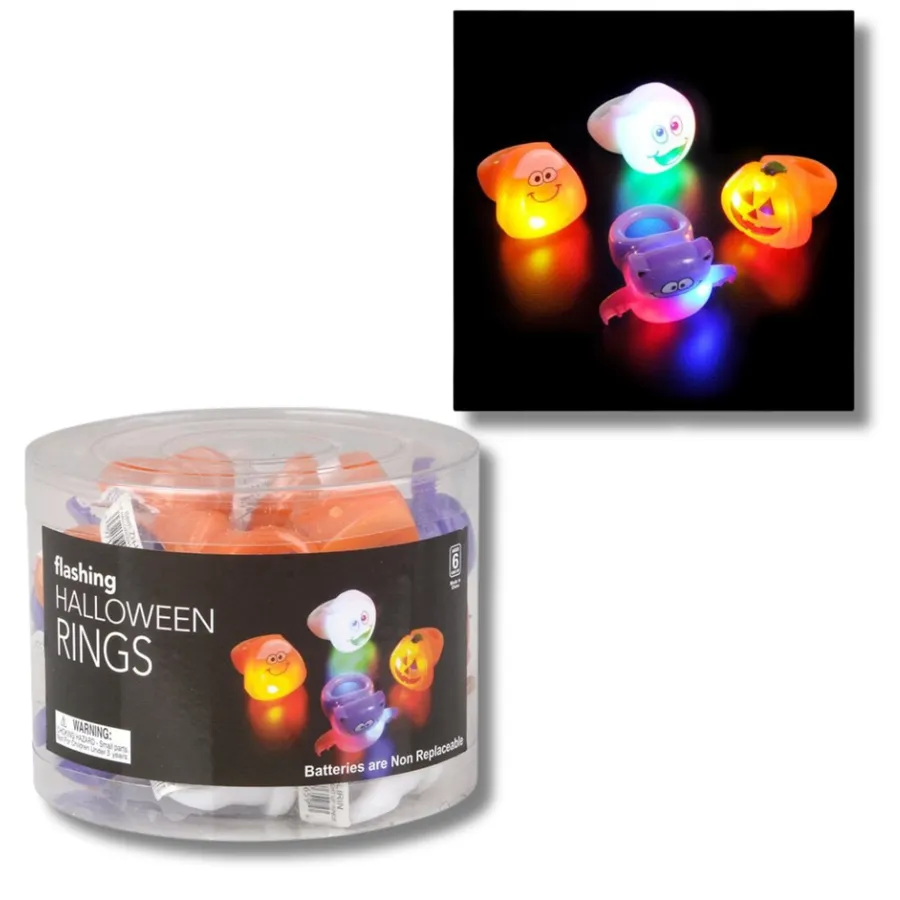Halloween Flashing Light Up Ring For Kids - Assorted — wholesale Seasonal & Holiday by the case