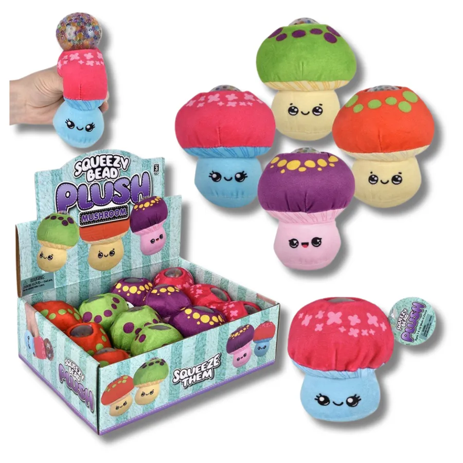 Mushroom Squeezy Beaded Plush Ball Kids Toys — wholesale Plush & Squishies by the case
