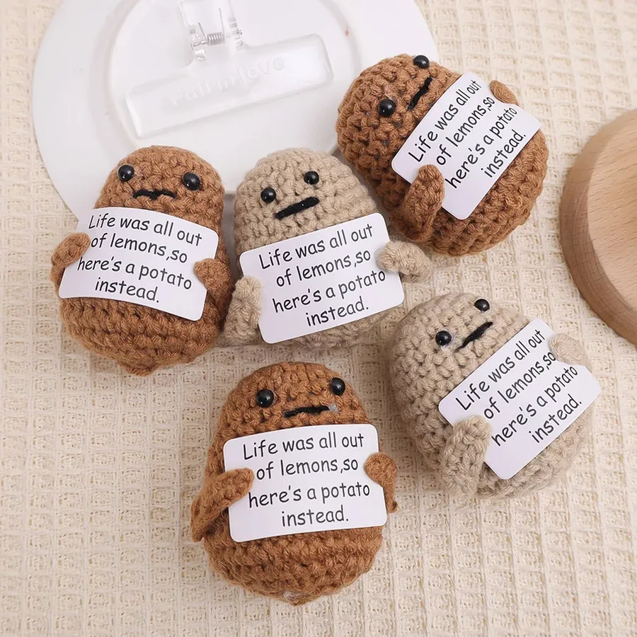 Assorted Mini Knitting Positive Potato with Card — wholesale Home & Décor by the case
