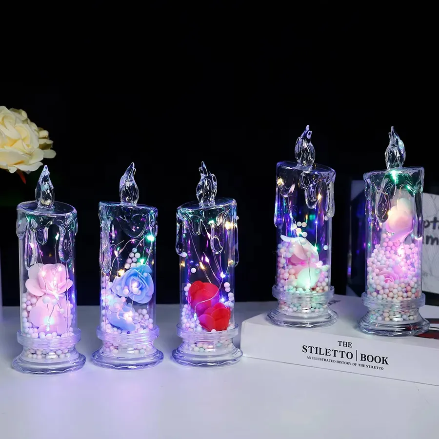 LED Electronic Clear Rose Candle Home Décor - Assorted — wholesale Home & Décor by the case