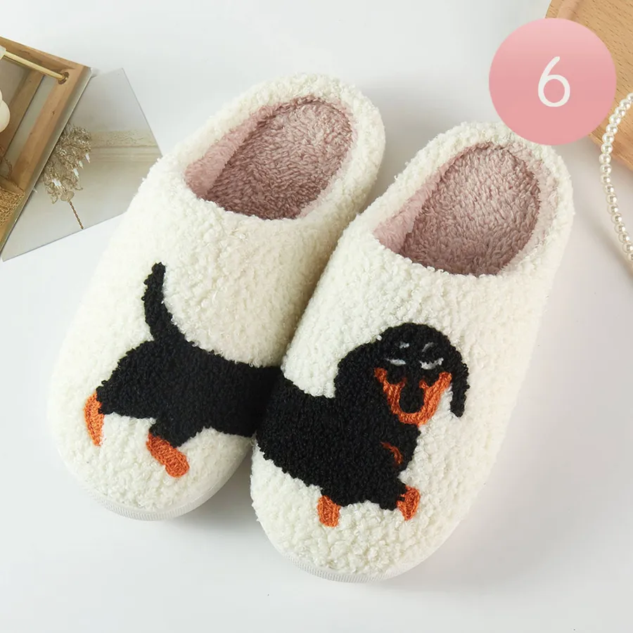 Valentine Dachshund Dog Printed Floor Slippers — wholesale Seasonal & Holiday by the case