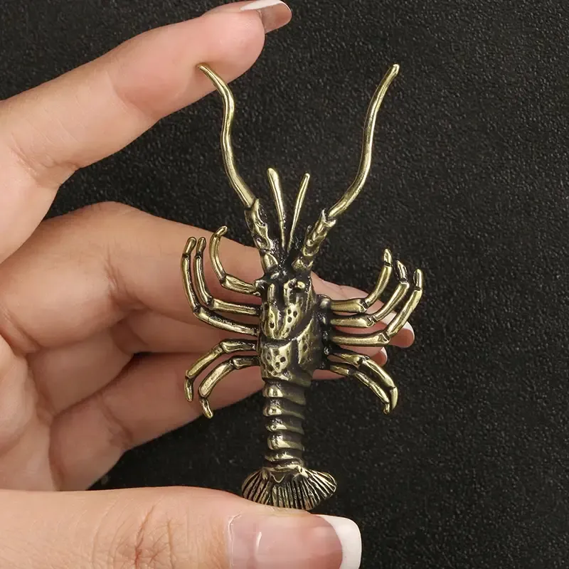 Pure Brass Lobster Figurine – Vintage Mini Desktop Decor — wholesale Home & Décor by the case