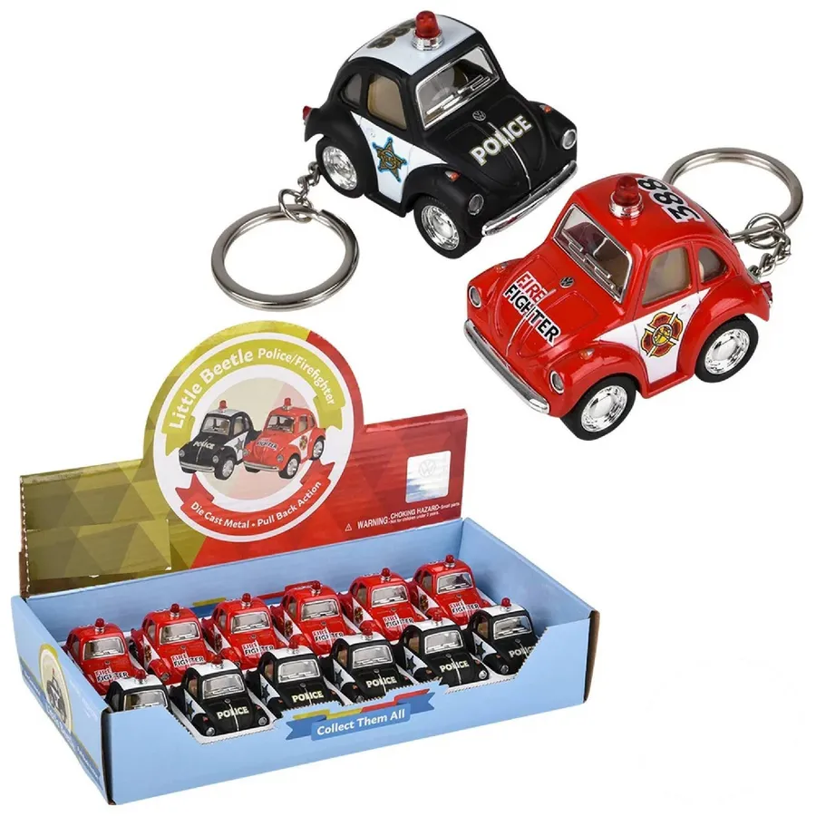 Pull Back Mini Beetle Police Car Keychain In Bulk — wholesale Keychains & Charms by the case