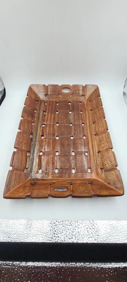 Hand-Carved Shesham Wood Decorative Tray Keeraft Home Gifts — wholesale Home & Décor by the case