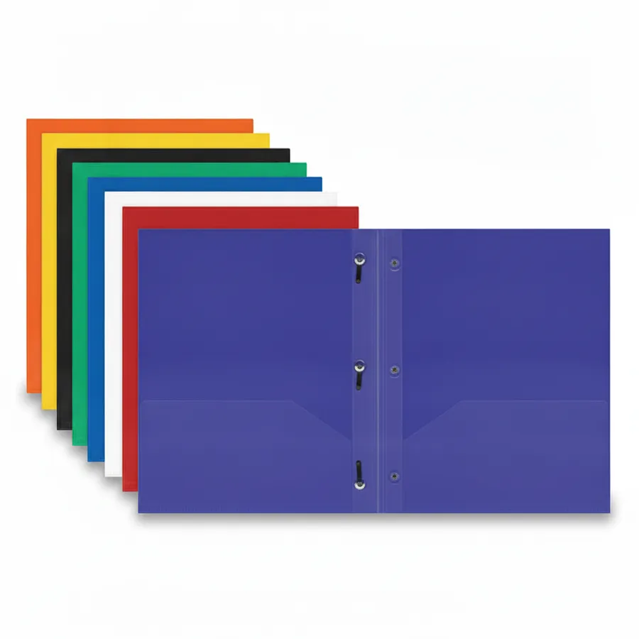 Poly 2-Pocket Folders with 3 Prongs - Assorted Colors for Classroom, Office, and School Supplies — wholesale Stationery & Office by the case