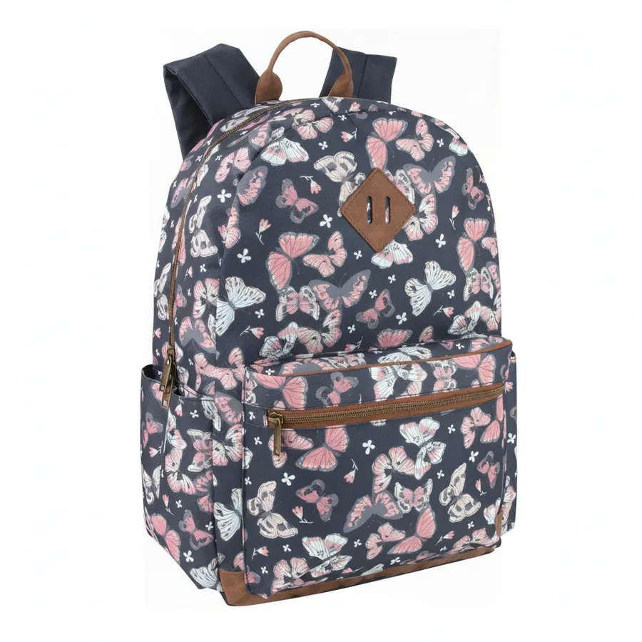 17-Inch Butterfly Print Kids School Backpack - Durable Children's Bookbag with Adjustable Straps — wholesale Bags & Backpacks by the case