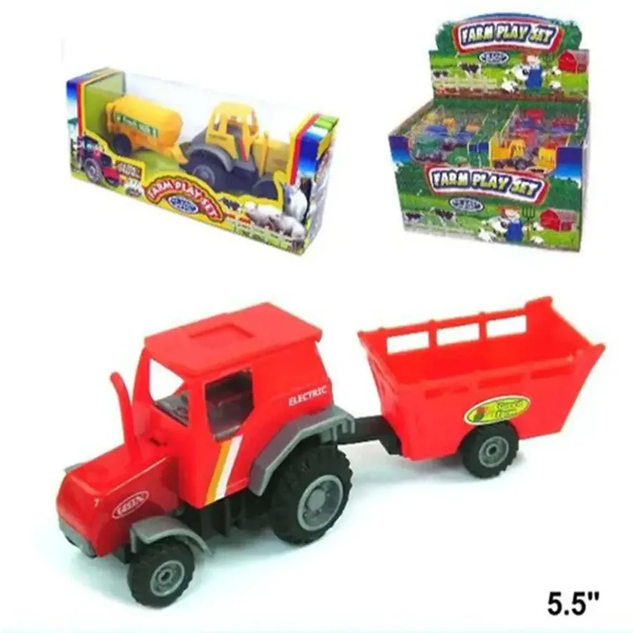 Farm Tractor With Trailer Diecast Kids Toy- Assorted — wholesale Toys & Games by the case