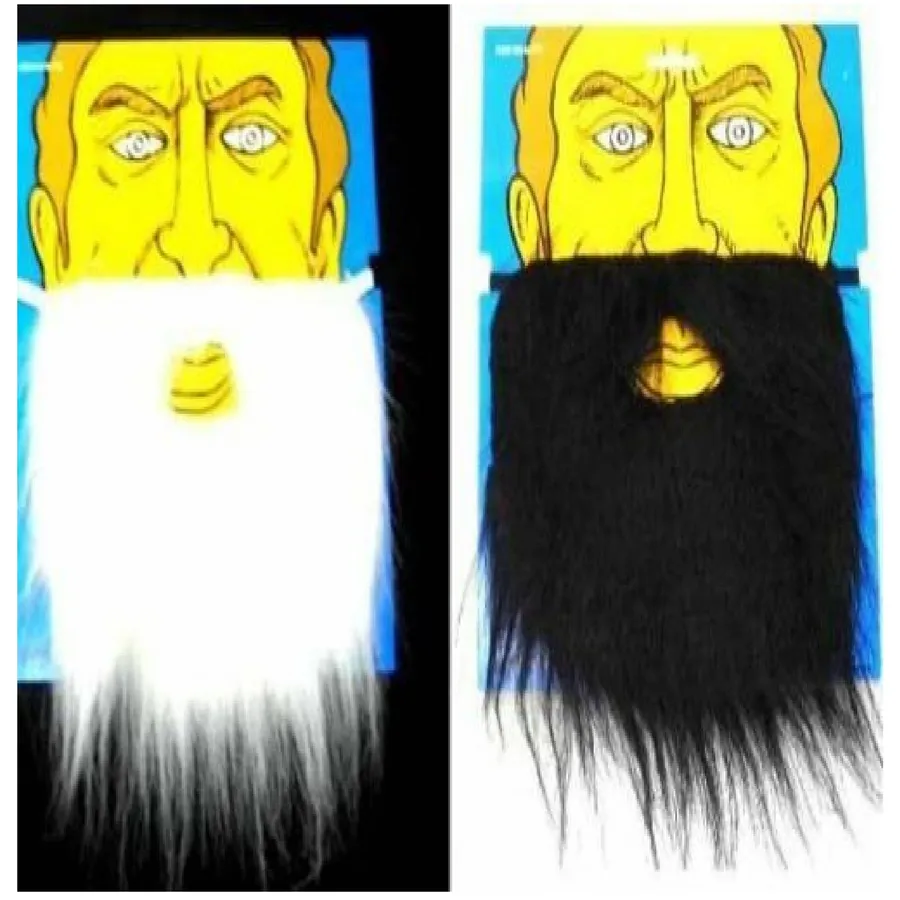 Wholesale Halloween Men's 8" Long Black & White Costume Fake Beards (MOQ-6) — wholesale Seasonal & Holiday by the case