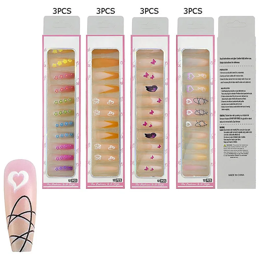 Wholesale Heart Printed Coffin Press On Nail Set — wholesale Beauty & Personal Care by the case