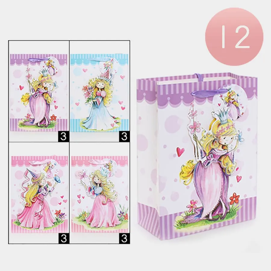 Enchanting Royalty Princess Print Gift Bags For Kids — wholesale Party & Gifts by the case