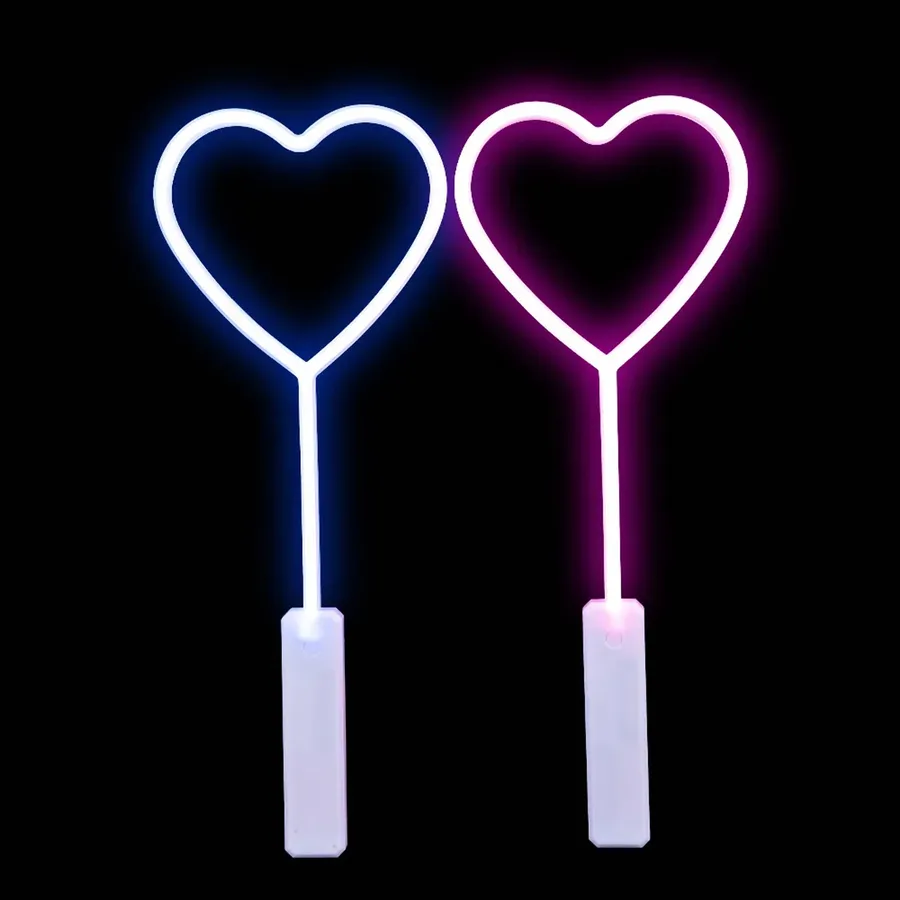 Light-Up Neon Bright Heart Wand For - Assorted — wholesale Toys & Games by the case