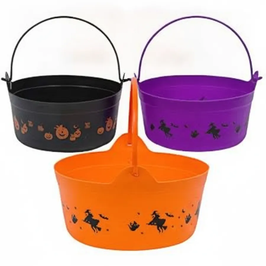 Assorted Halloween Mini Buckets - 5-Inch Seasonal Candy Holders & Tabletop Decor — wholesale Seasonal & Holiday by the case