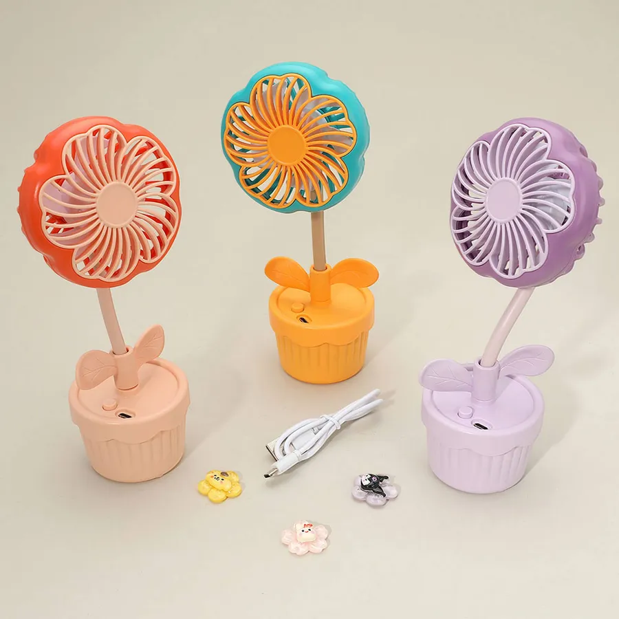 Flower Pot Pattern Mini Desktop Fan - Assorted — wholesale Stationery & Office by the case