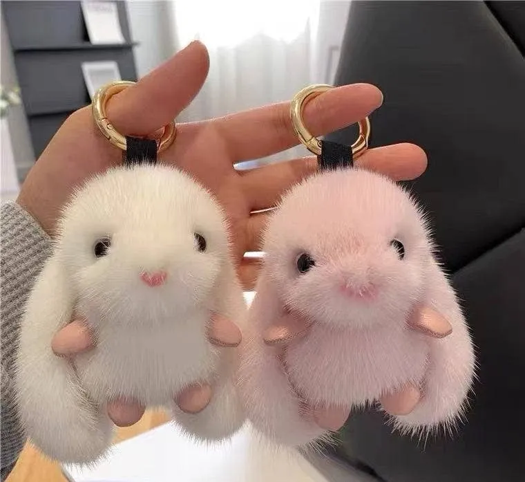 Cute Furry Plush Rabbit Keychain - Assorted — wholesale Plush & Squishies by the case