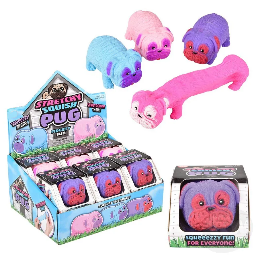 Assorted Stretchy Pug Squish Fidget Toy — wholesale Fidgets & Sensory by the case