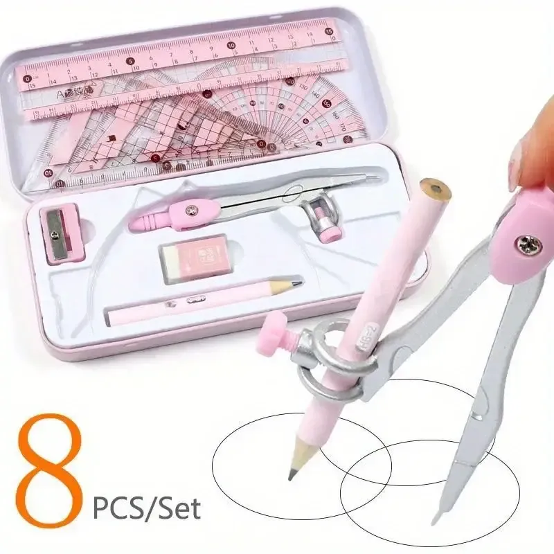 Geometry Math Set – Ruler Compass Pencil Kit 8pcs — wholesale Stationery & Office by the case
