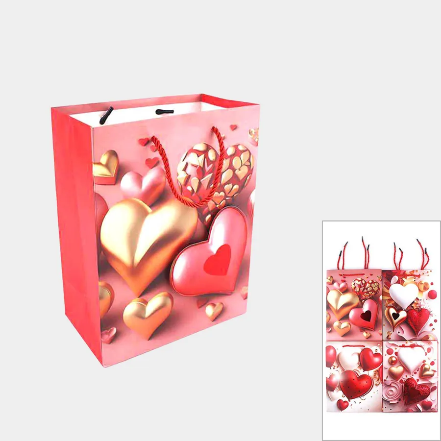 Valentine Heart Patterned Gift Bags - Assorted — wholesale Seasonal & Holiday by the case