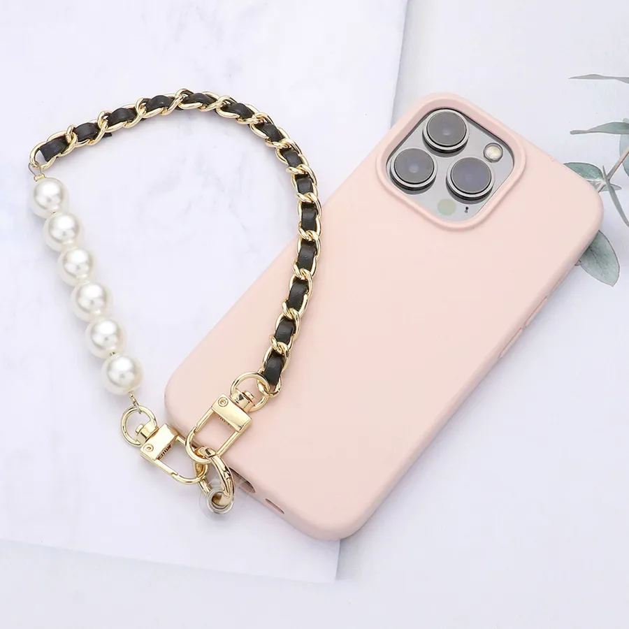 Faux Leather Pearl Link Phone Wristlets — wholesale Tech & Gadgets by the case
