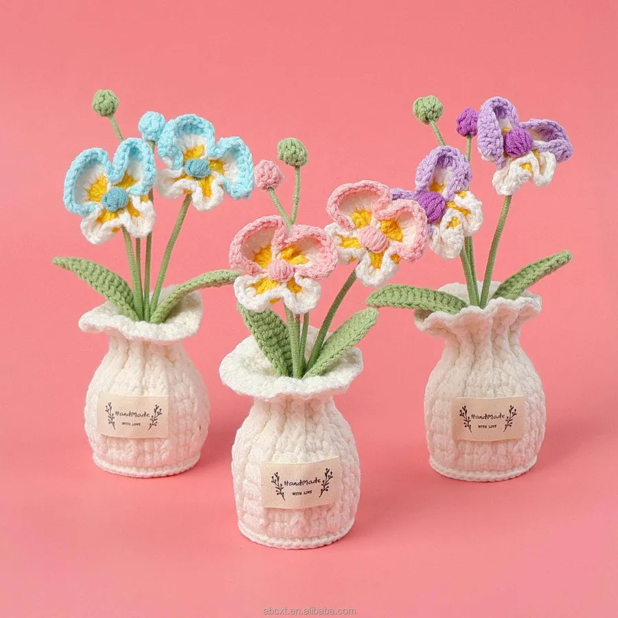 Handmade Crochet Knitted Potted Flower Pot - Assorted — wholesale Home & Décor by the case