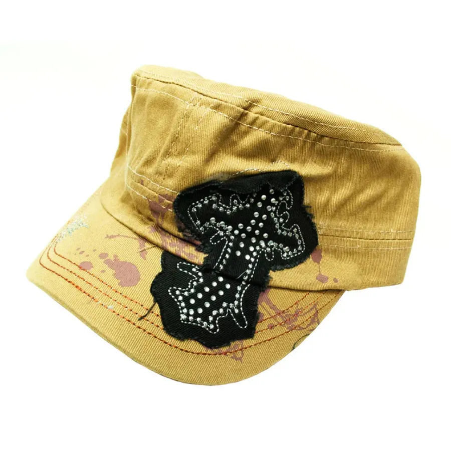 Patched Cross Patterned Cap In Bulk - Assorted — wholesale Apparel & Accessories by the case