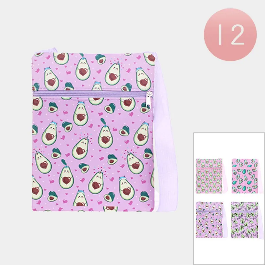 Avocado Design Printed Zipper Closure Crossbody Bags — wholesale Bags & Backpacks by the case
