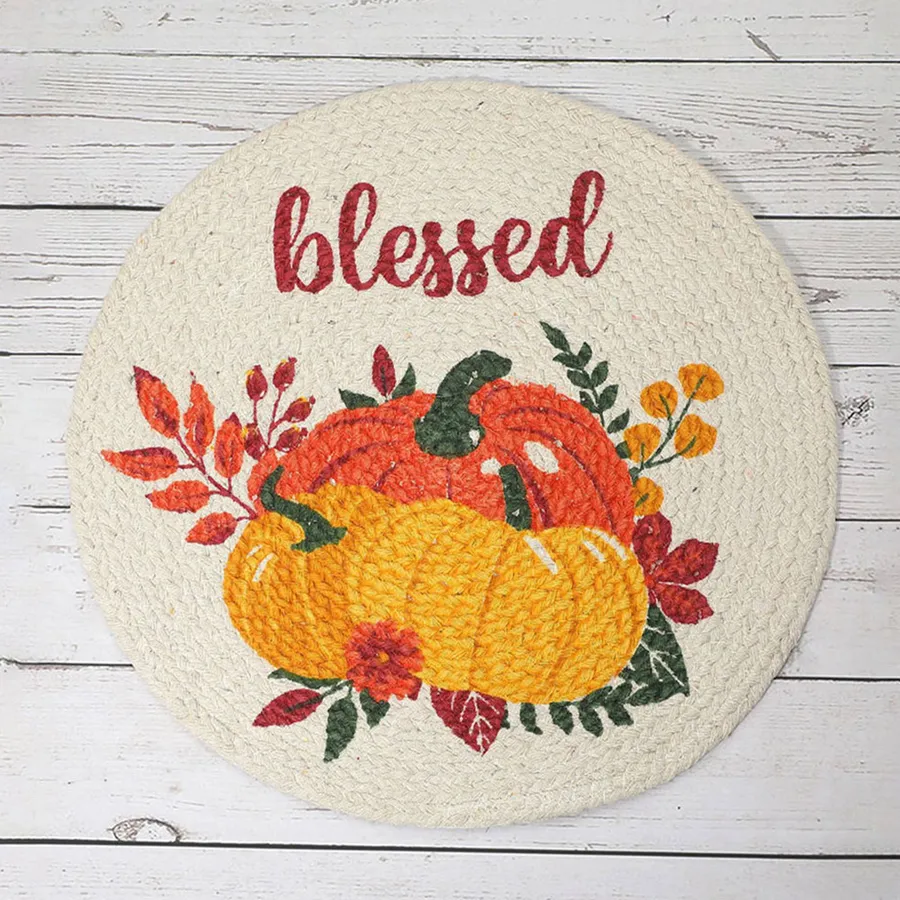 Pumpkin Patterned Round Placemat For Kitchen - Assorted — wholesale Kitchen & Drinkware by the case