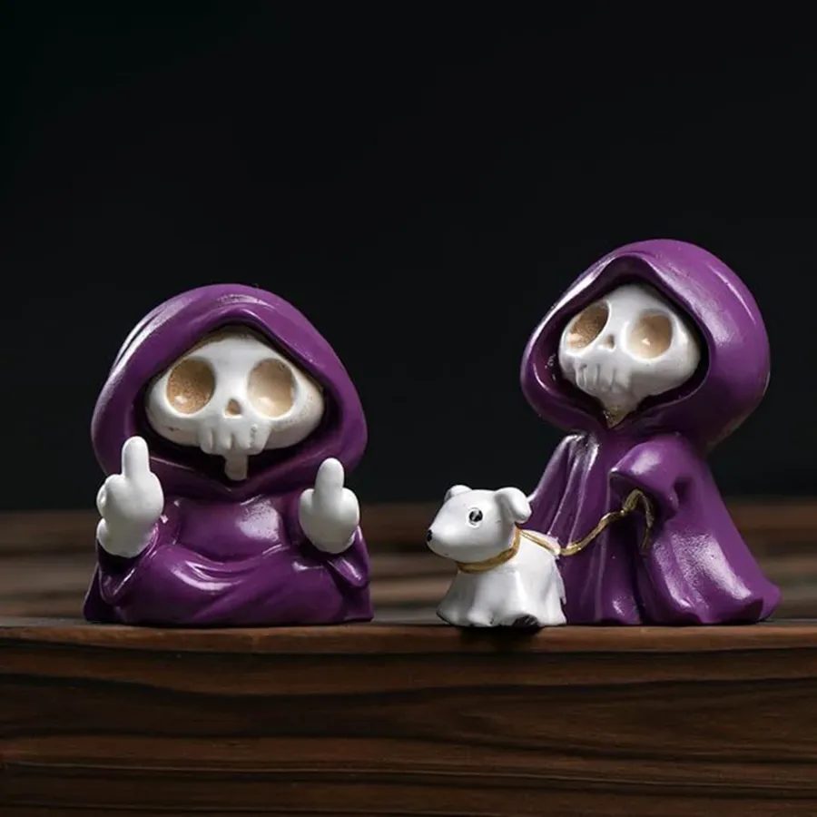 Cute Grim Reaper with Dog - Resin Figurine Decor — wholesale Home & Décor by the case