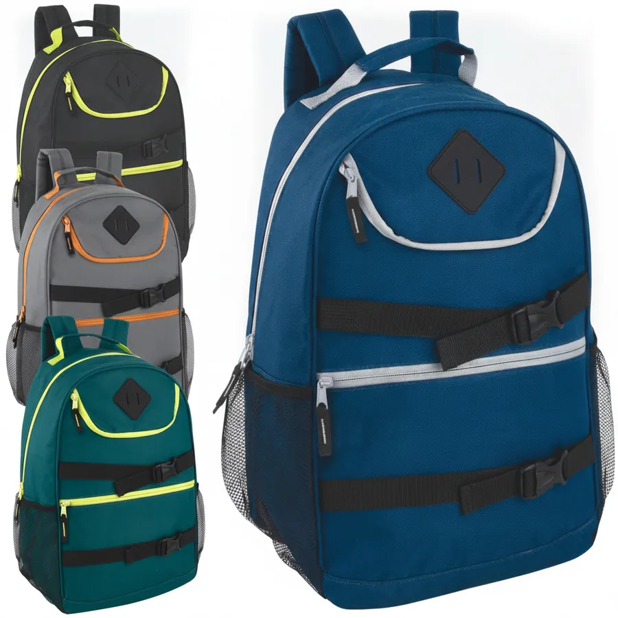 Classic 18-Inch Double Buckle Backpack - Durable School and Travel Bookbag in Assorted Colors — wholesale Bags & Backpacks by the case