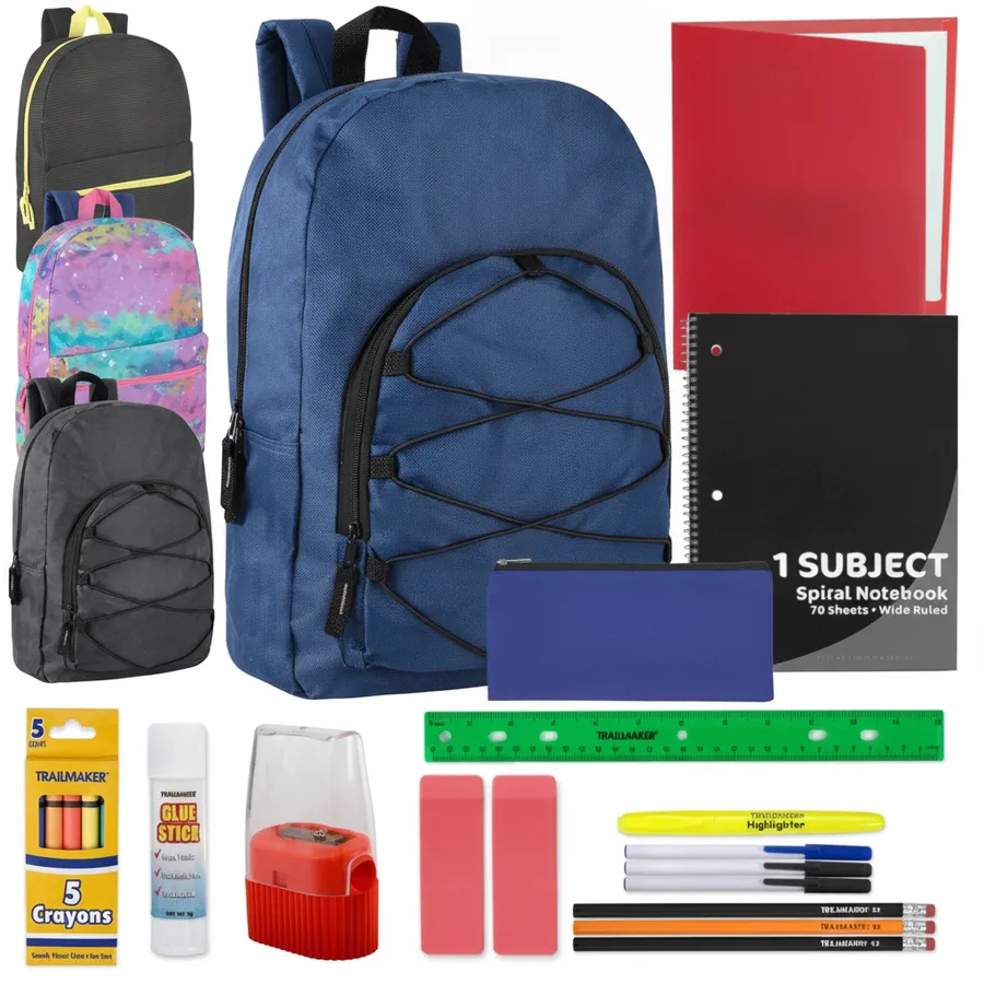 Classic 17-Inch Dome Backpack with School Supplies Kit - Everyday Travel Kids Bags — wholesale Bags & Backpacks by the case
