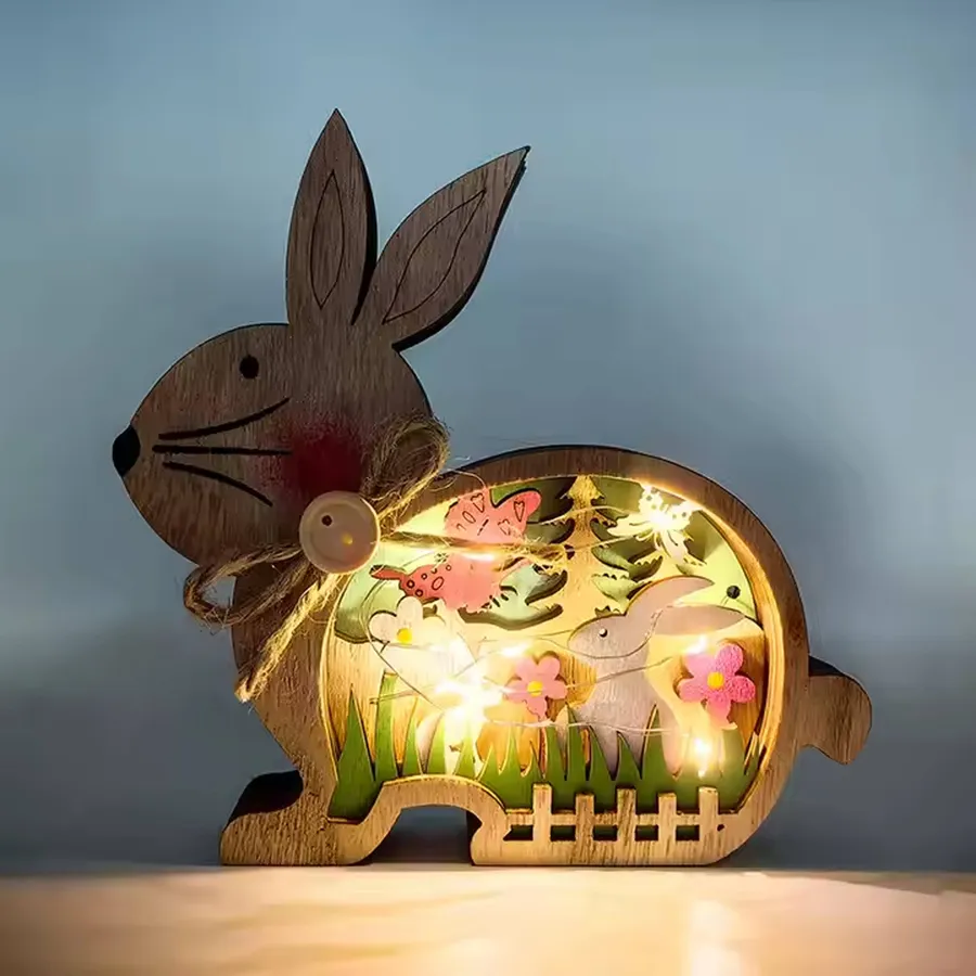 Bunny Decoration Wooden Lamp For Home Décor — wholesale Home & Décor by the case