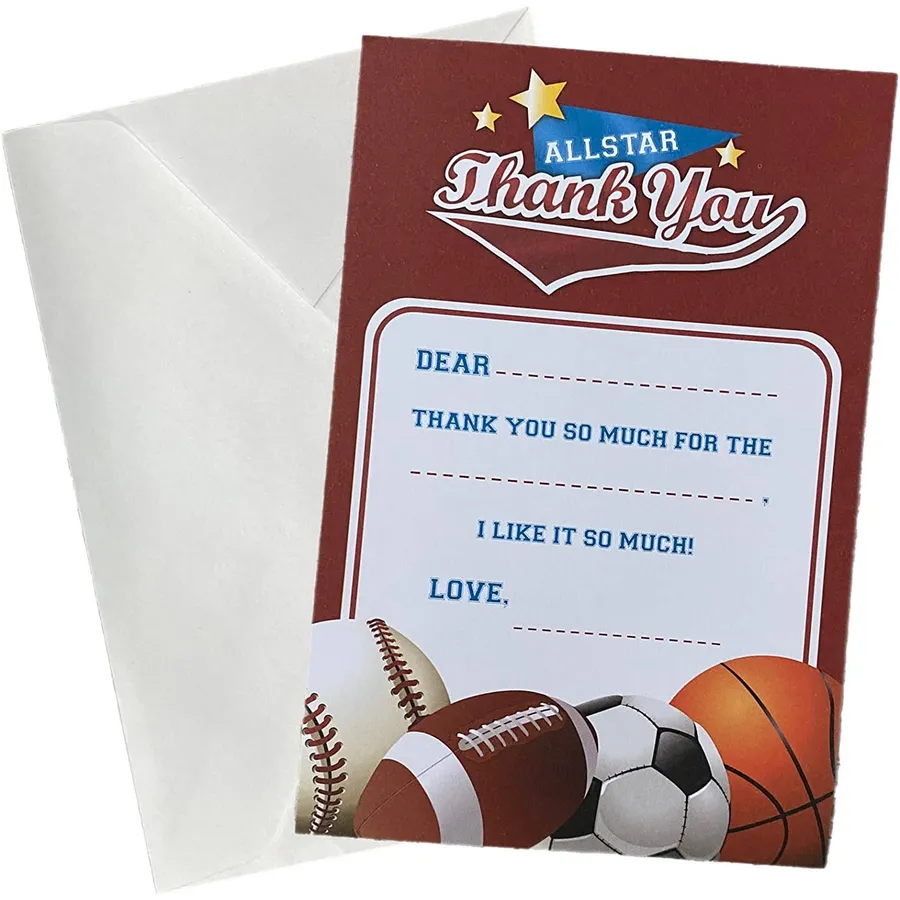 Kids Football Thankyou Post Cards with Envelopes — wholesale More Wholesale Goods by the case
