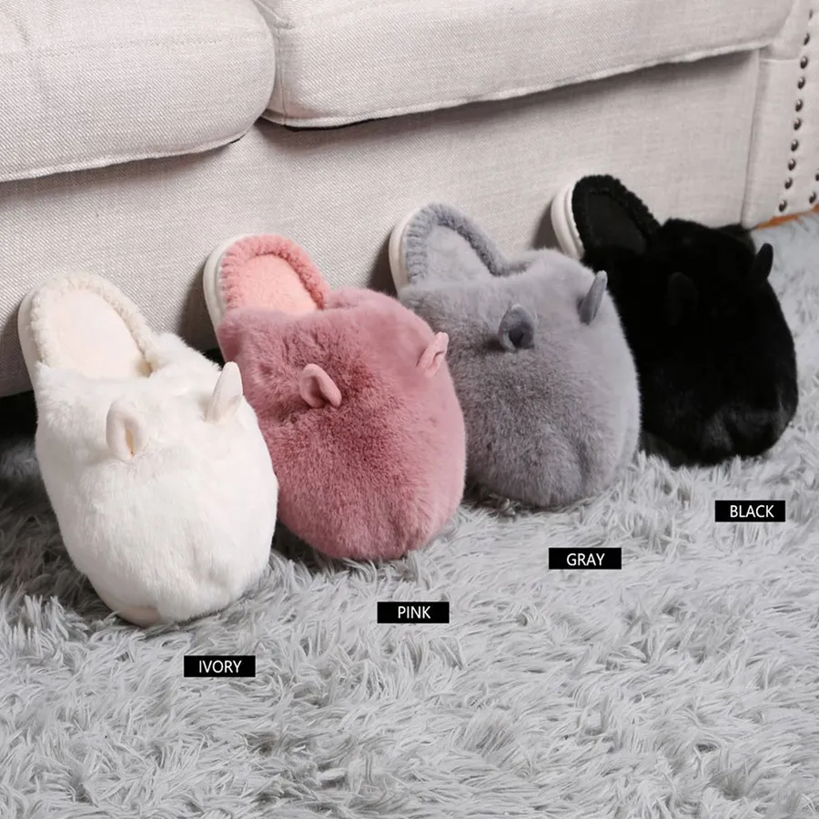 Fuzzy Faux Fur Bunny Soft Slippers - Assorted — wholesale More Wholesale Goods by the case