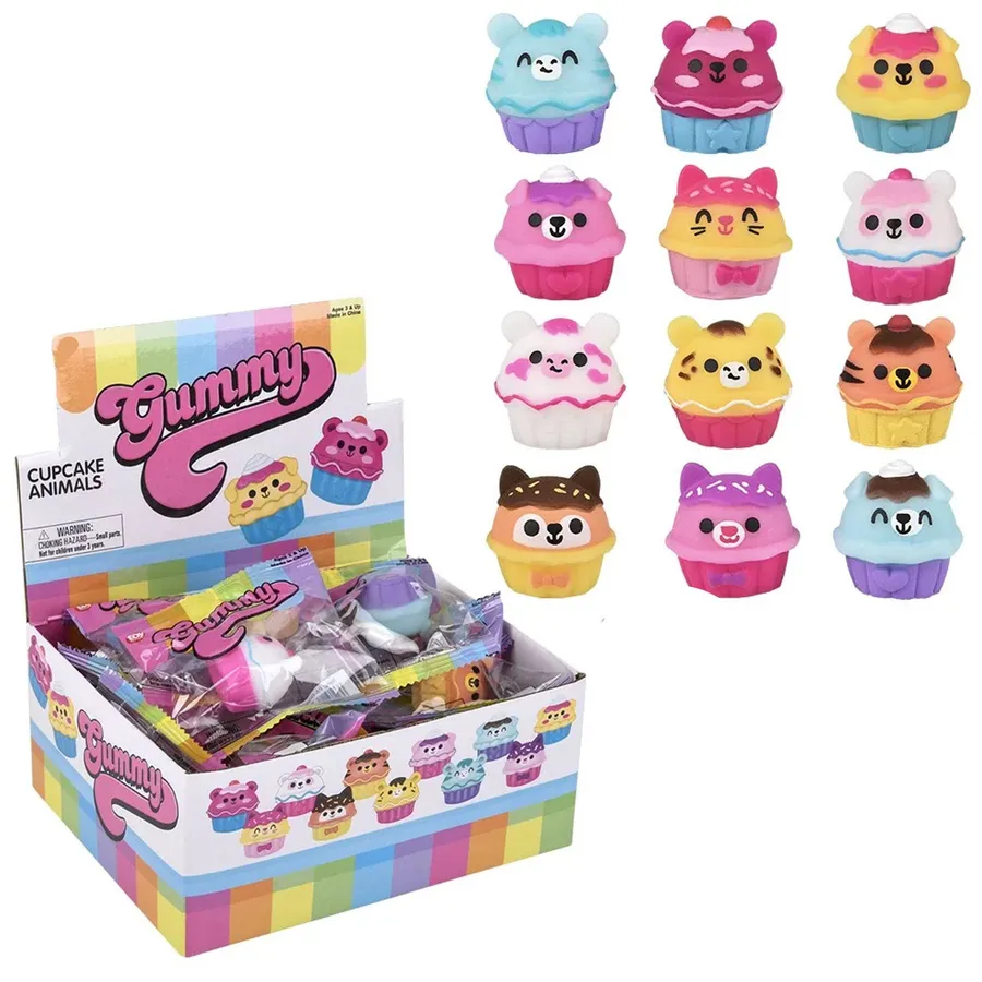 Squishy Toys Gummy Cupcake Animals - Assorted Kids Sensory Fidget Toy — wholesale Fidgets & Sensory by the case